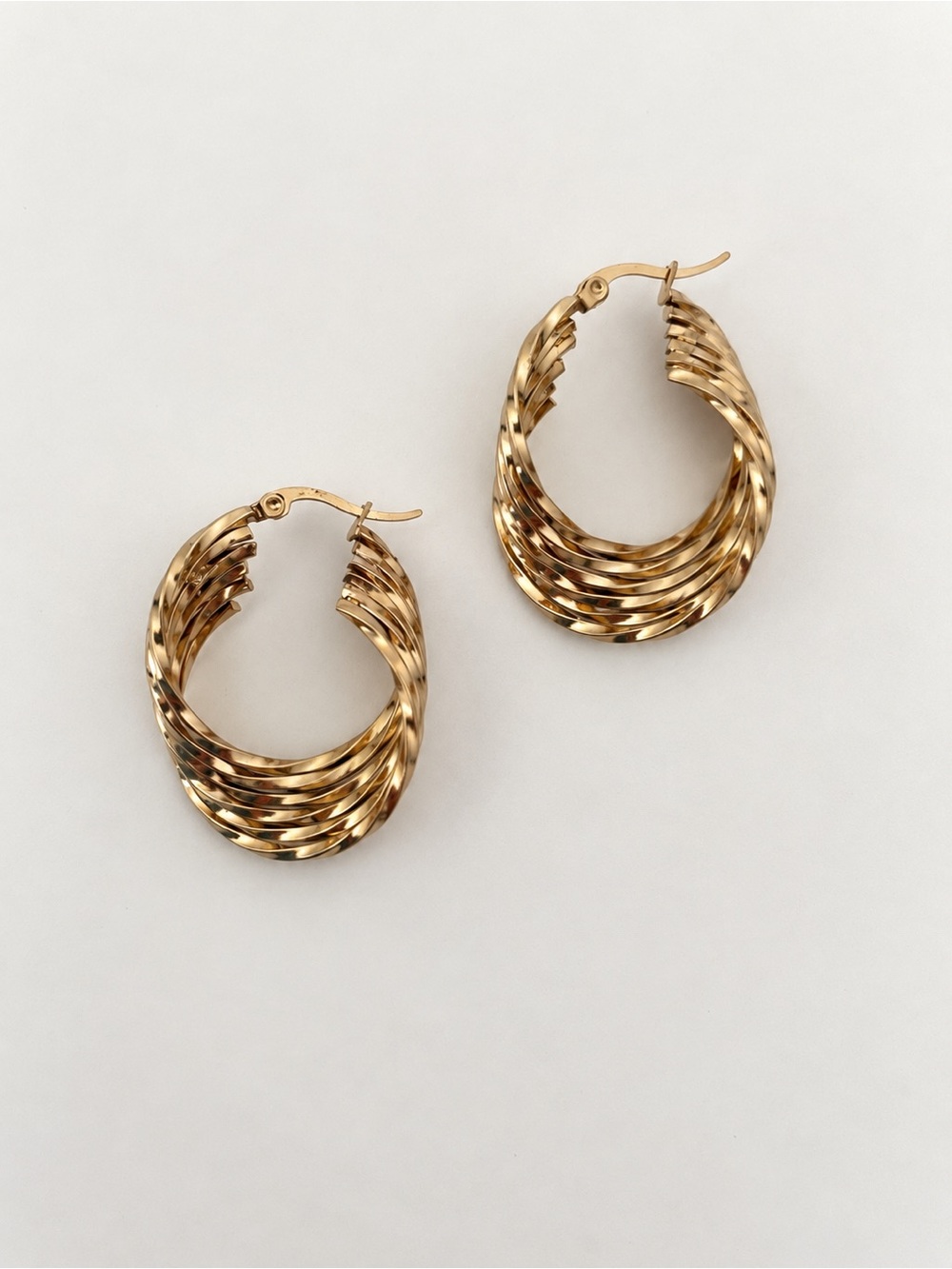 18K Gold PVD Layered Twist Hoop Earrings